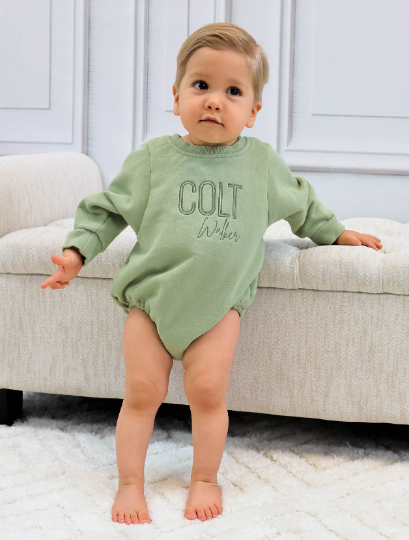 Personalized Baby Boy Sweatshirt Romper Junie Grace