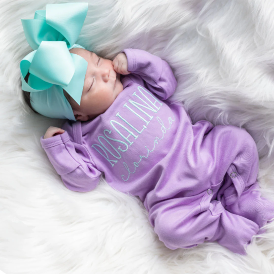 Personalized Baby Girl Coming Home Outfit w/ Big Bow Headband
