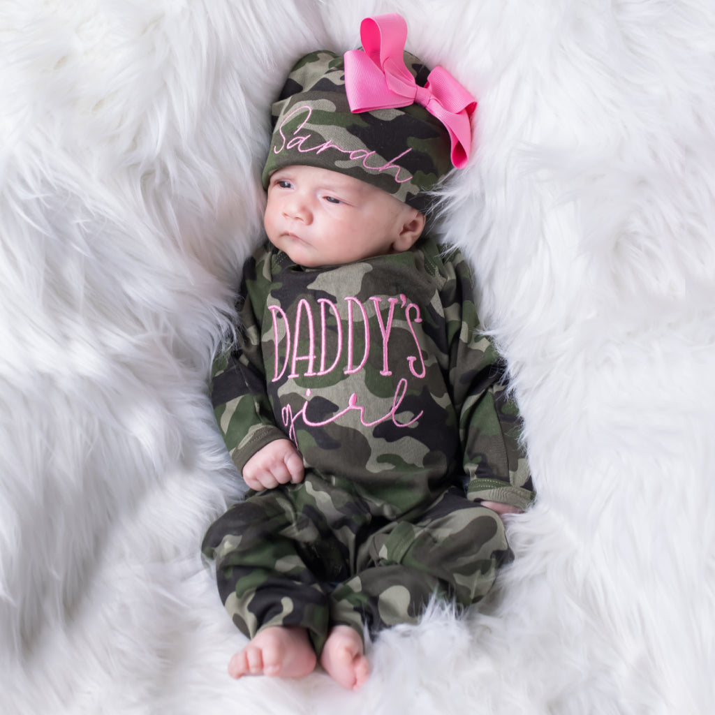 Daddy Baby Camouflage Clothing Baby Girl Camo Outfit, Baby Girl