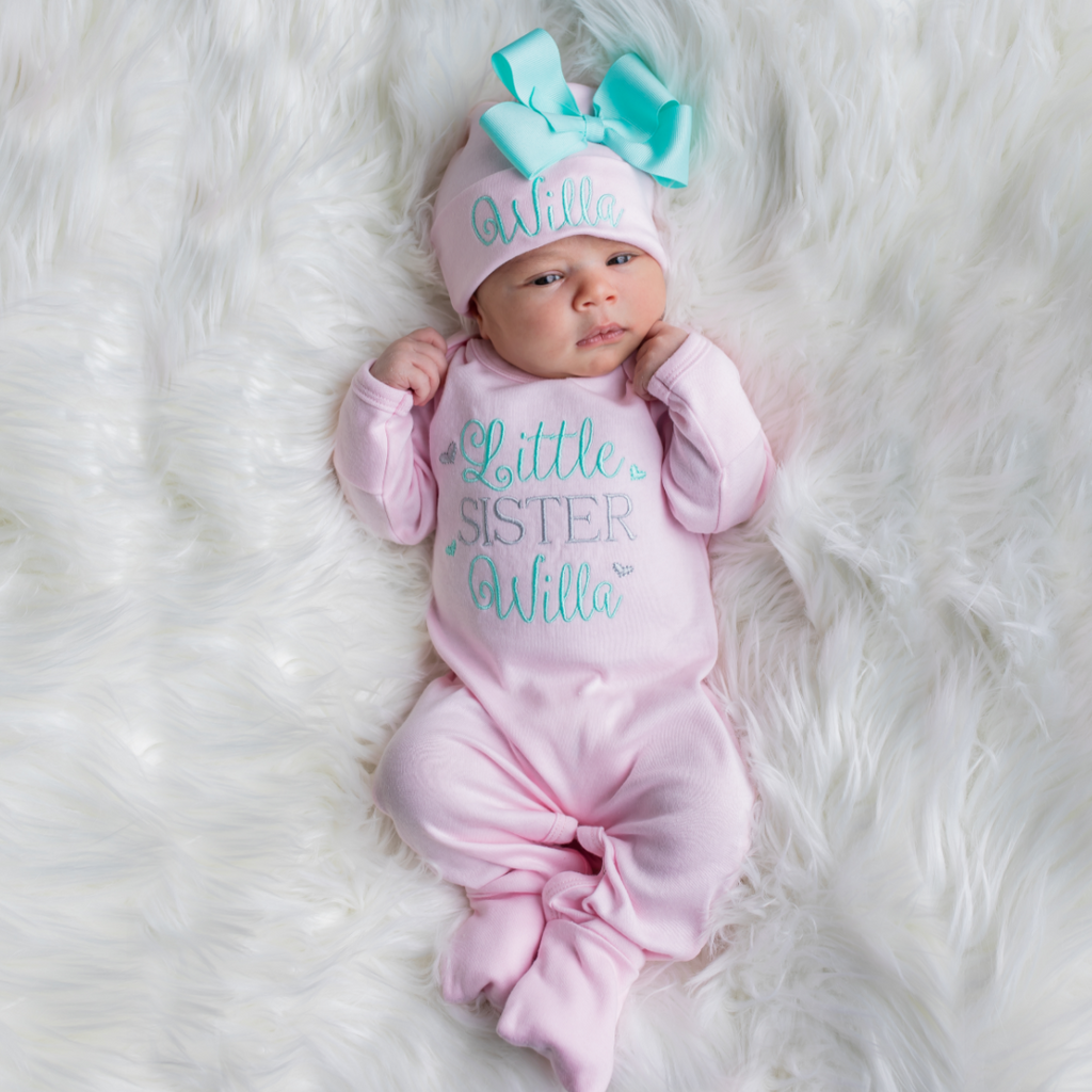 Personalized Baby Girl Outfit Little Sister Junie Grace