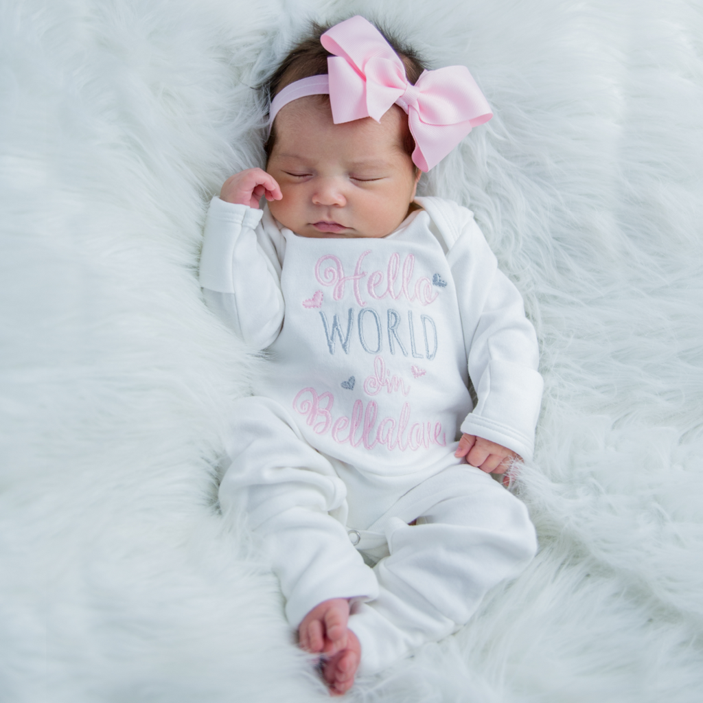 Hello world sales baby girl outfit