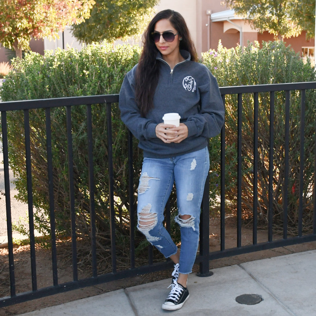 Monogrammed quarter shop zip sweatshirts