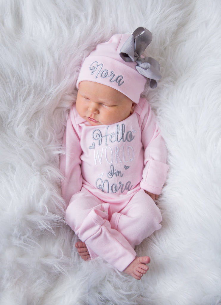 Hello world 2025 newborn outfit girl