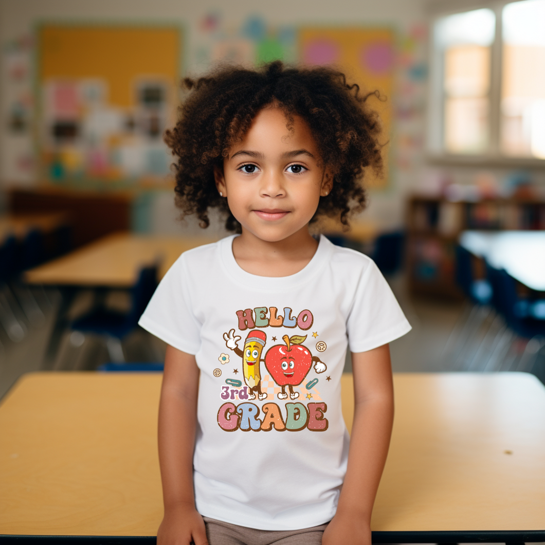 Girls Back to School Shirt - Hello 3rd  Grade