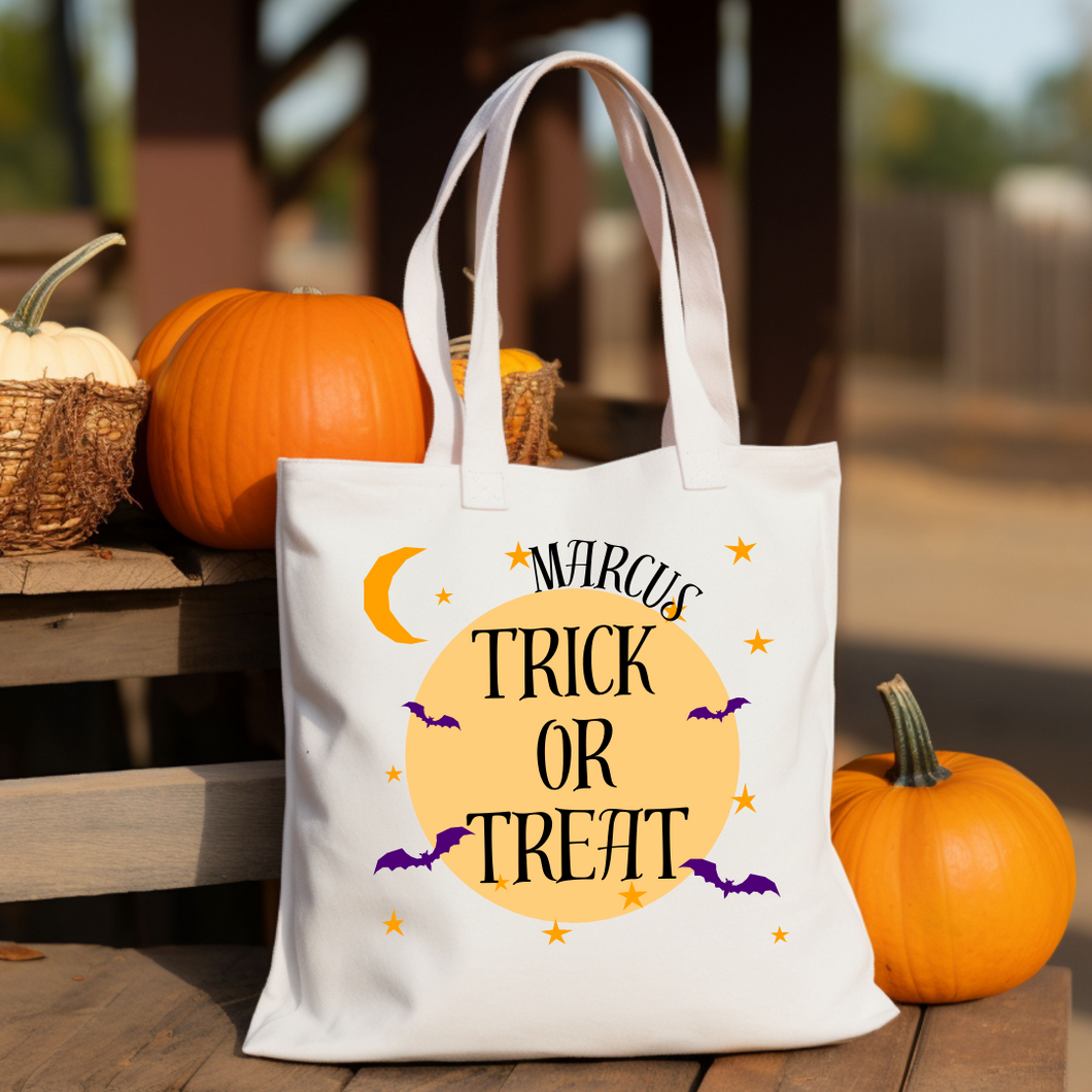 Personalized Halloween Trick OR Treat Bag - Batty Moon