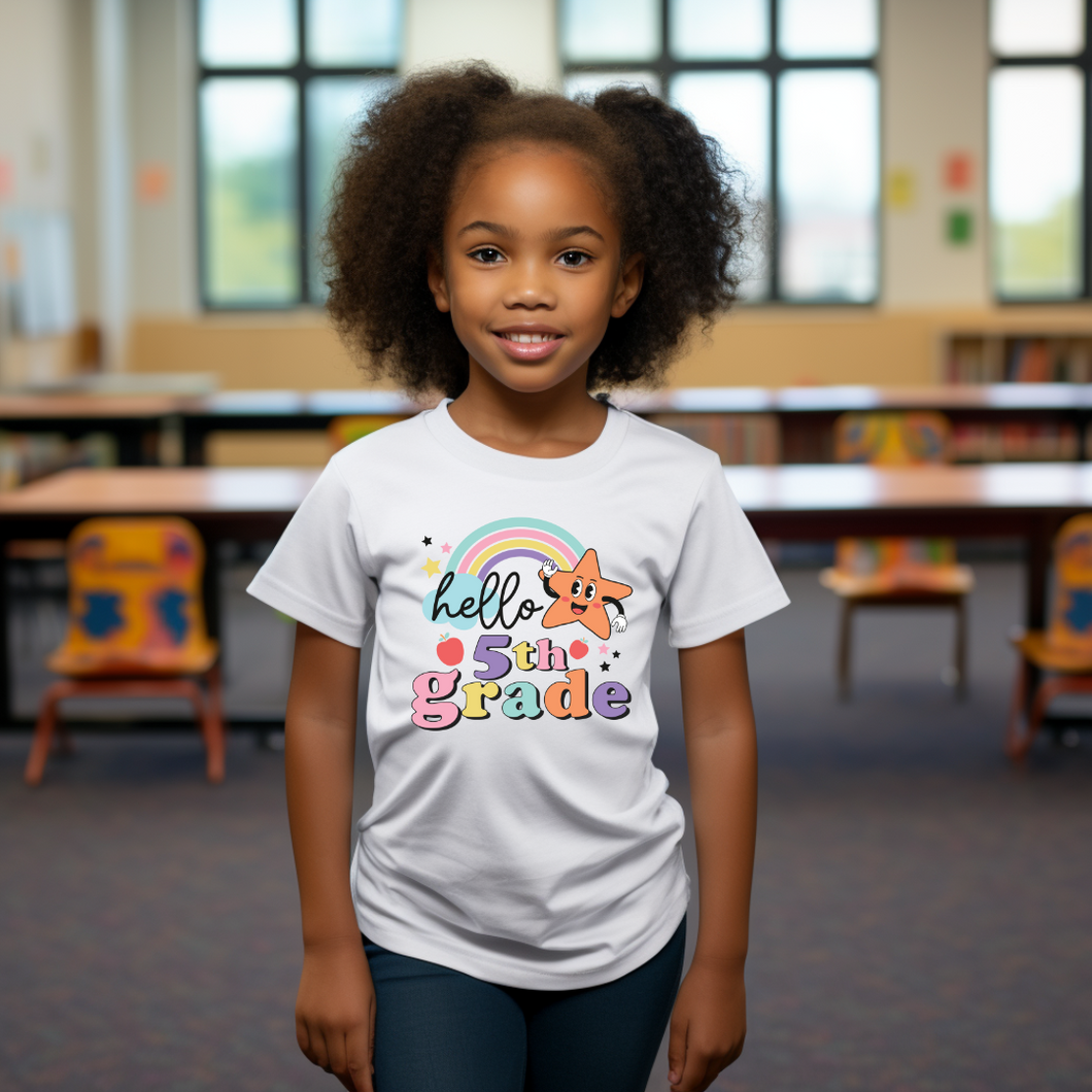 Girls Back to School Shirt - Hello 5th Grade