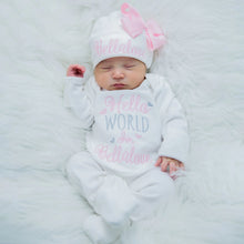 Newborn White Personalized Sleeper  OVER- STOCK SALE! Hello World