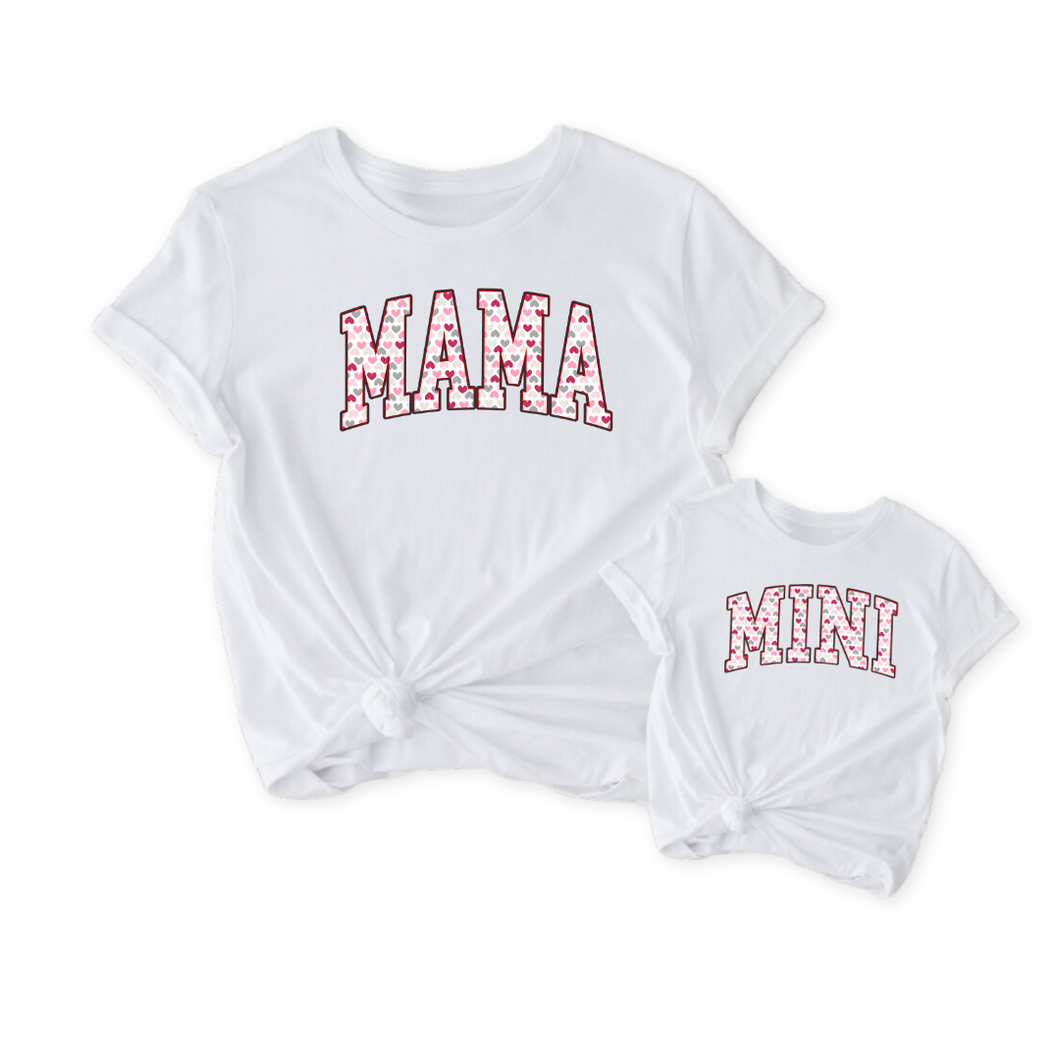 Matching Valentine's Day  Mama and Mini  T shirts - Mini Hearts