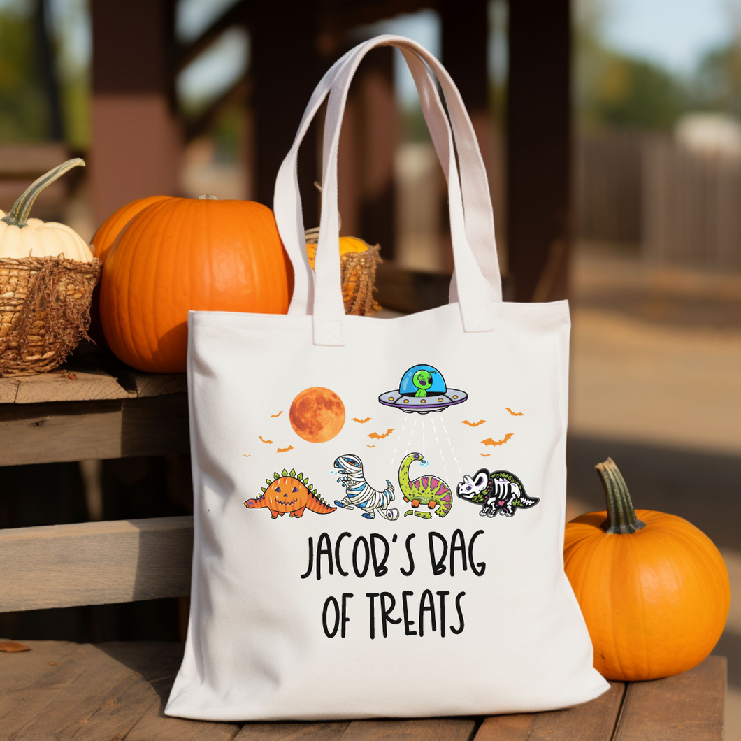 Personalized Halloween Trick OR Treat Bag -  Dinos