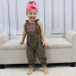 Girls Strappy Summer Jumpsuit - Leopard Print