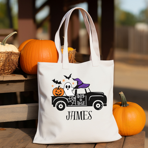 Personalized Halloween Trick OR Treat Bag - Spooky Truck