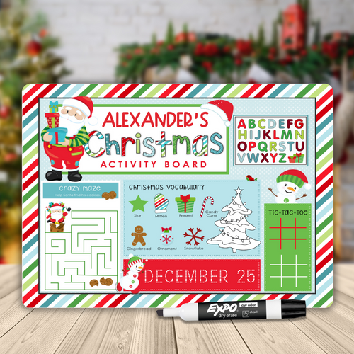 Kids Personalized Christmas Activity Dry Erase Board - Boy