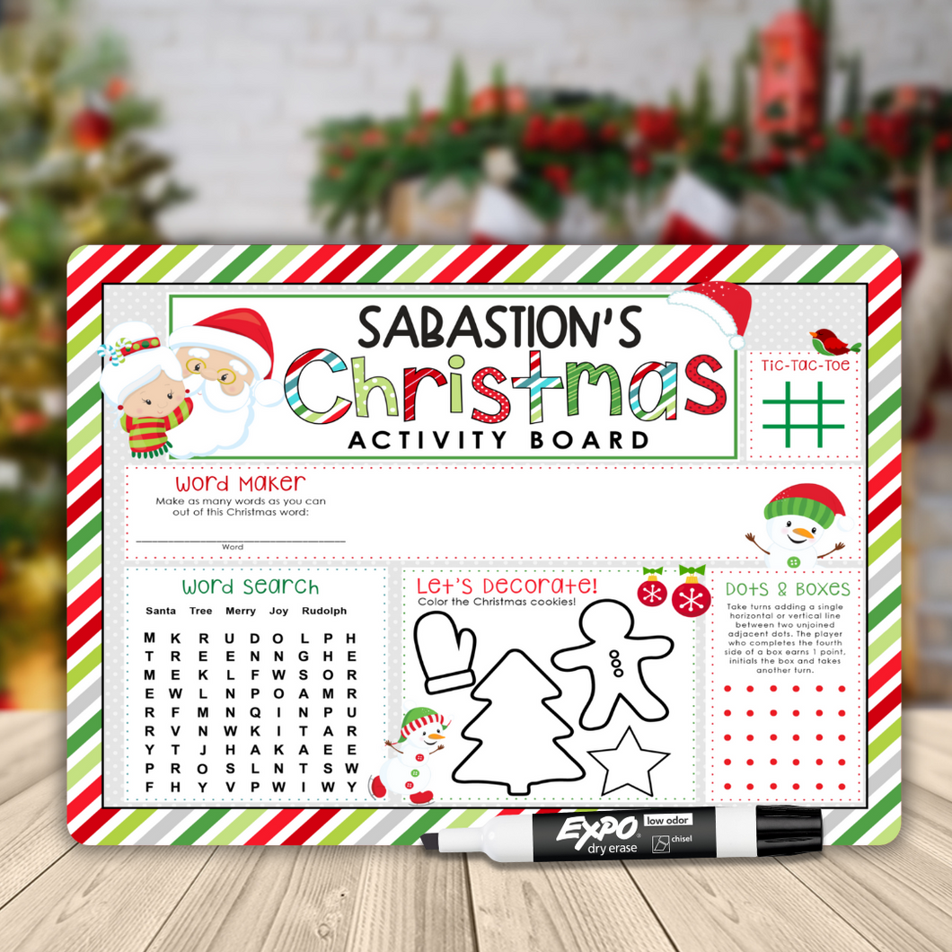 Kids Personalized Christmas Activity Dry Erase Board - Santa