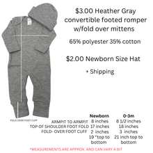 Gray Convertible Footed Romper + Optional Hat - Destash