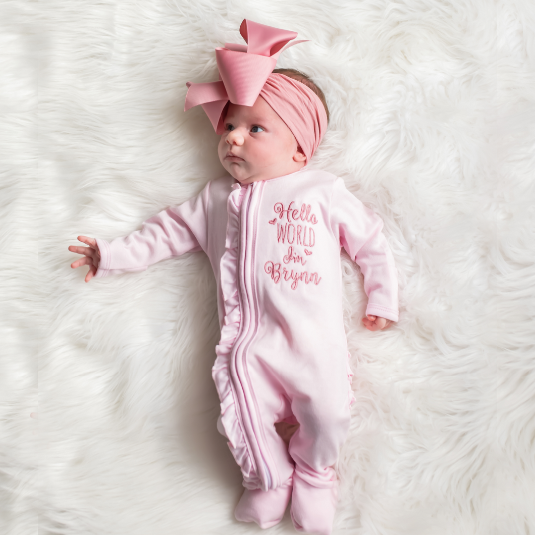 Ruffle sleeper baby girl sale