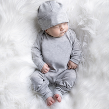 Gray Convertible Footed Romper + Optional Hat - Destash