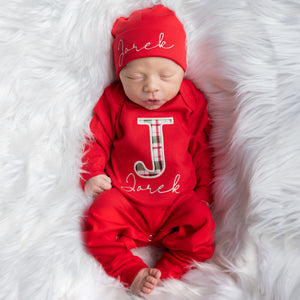 Personalized Baby Buffalo Plaid Christmas Outfit