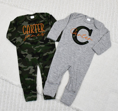 Personalized Camo Baby Outfit - 2 Piece Sleeper Set  0-3M SET