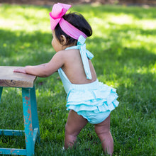 Ruffle Butt Summer Romper - Aqua - Clearance