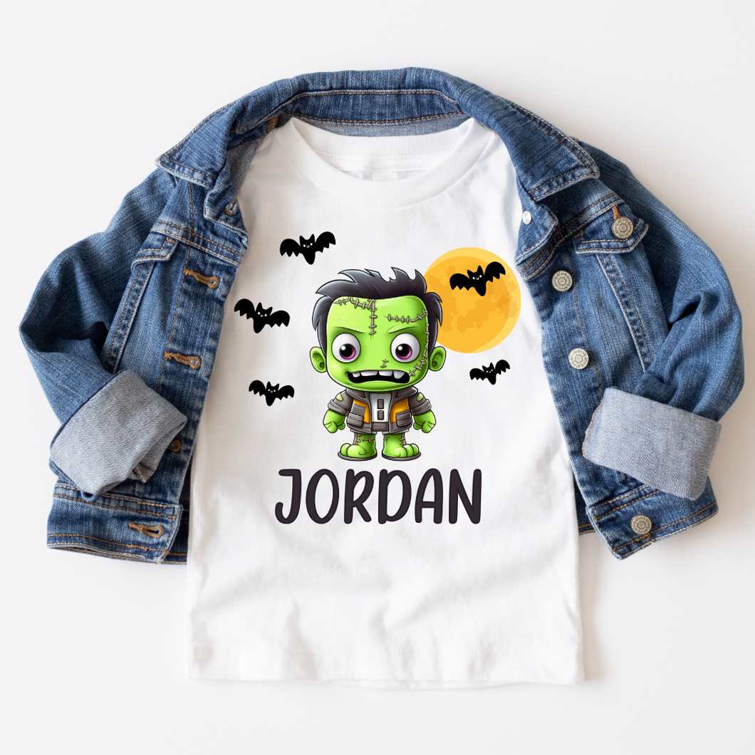 Personalized Kids Halloween T Shirt Frankenstein
