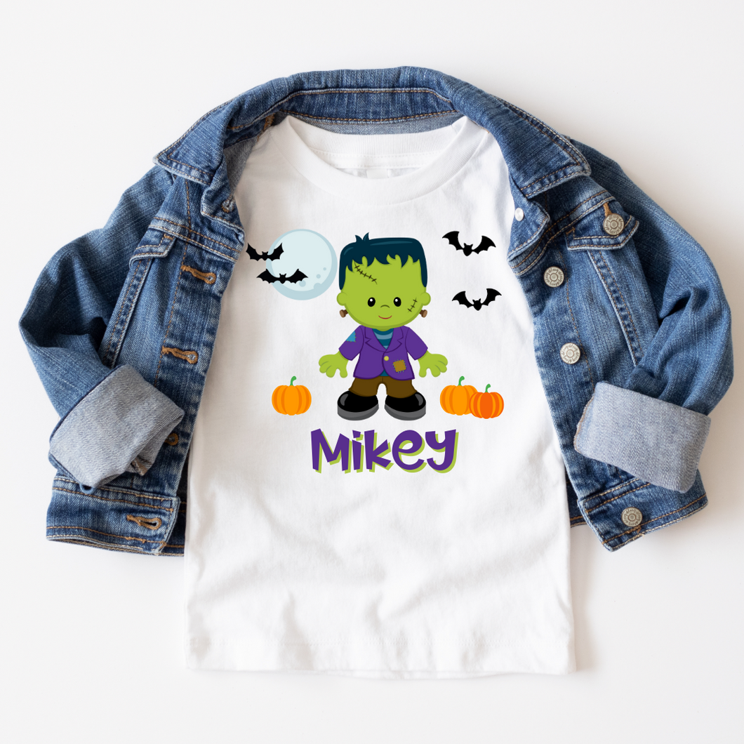 Personalized Kids Halloween T Shirt Frankenstein 2