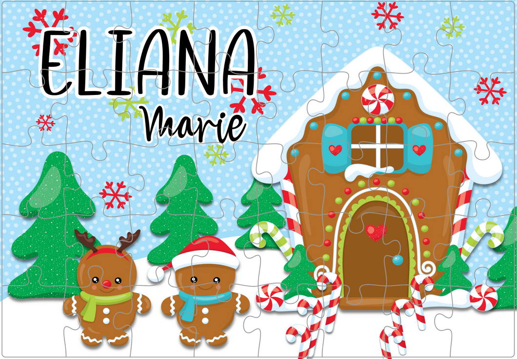 Personalized Children's Christmas Puzzle - Girl's Gingerbread Man
