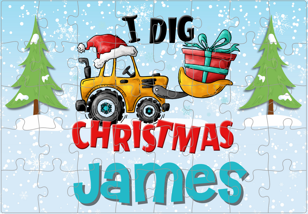 Personalized Kids Christmas Puzzle -  Christmas Construction