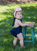Ruffle Butt Summer Romper - Navy  Clearance