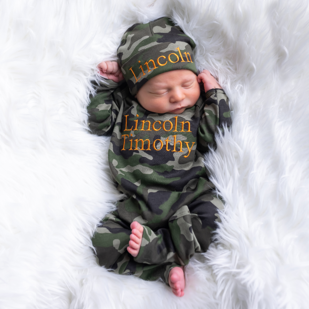 Personalized Baby Boy Coming Home Outfit Camouflage Junie Grace