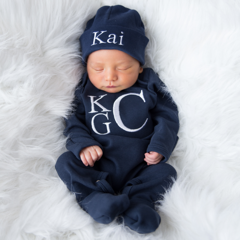 Baby Romper Baby Going Home Outfit Boy Monogrammed Baby Boy Outfit