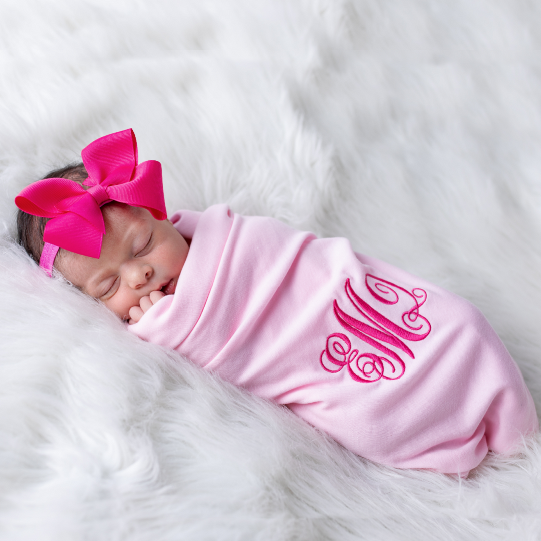 Personalized Baby Girl Swaddle and Headband Gift Set
