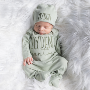 Personalized Baby Boy Outfit - Sage Green