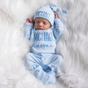 Personalized Baby Boy Outfit - Light Blue