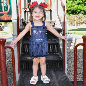 Girls 4th of July Outfit - Faux Denim