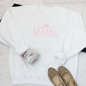 Embroidered Mama Sweatshirt with Bow