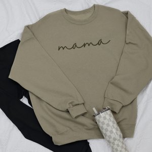 Mama Sweatshirt  -  Khaki cursive