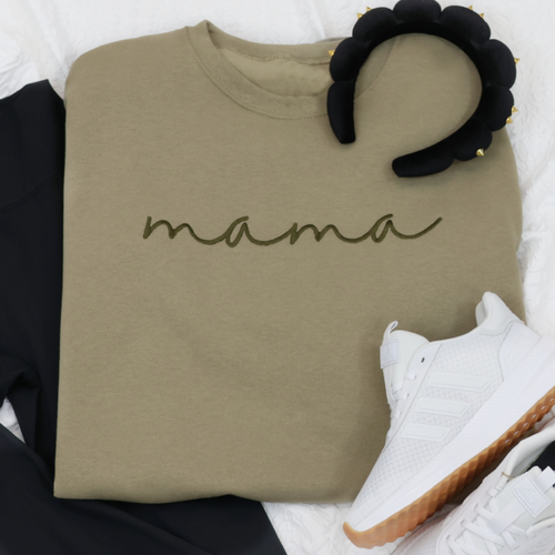 Mama Sweatshirt  -  Khaki cursive