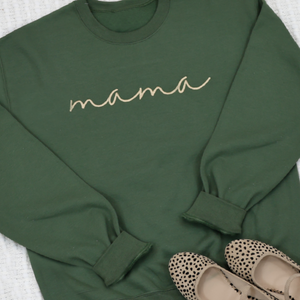 Mama Sweatshirt - Military Green - Cursive