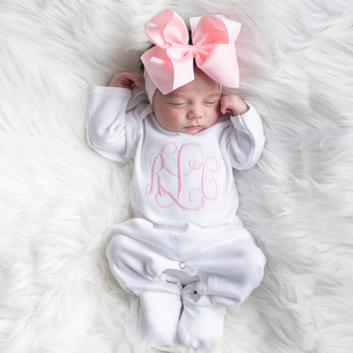 Newborn White CONVERTIBLE FOOTED ROMPER OVER- STOCK SALE!