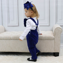 Monogrammed Girls Ruffle Overalls -  Blue