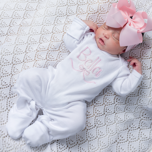 Baby Girl Personalized Bow Outfit - Coquette