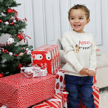 Personalized Kid's Christmas Sweatshirt  -  Reindeers and Christmas Lights