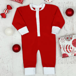 Personalized Boys  Christmas Pajamas- Red Faux Butt Flap