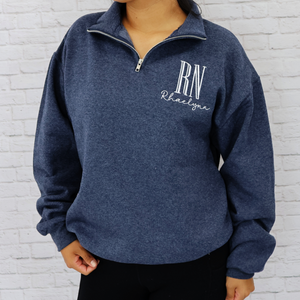 Personalized RN Nurse Quarter Zip Pullover Sweatshirt