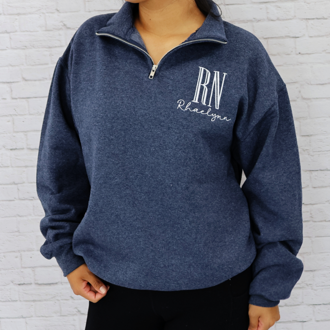 Nursing Sweatshirt Quarter Zip Monogrammed Sweatshirt 1/4 Zip