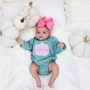 Personalized Baby Girl  / Toddler Girl Fall Bubble Sweatshirt  Pink Pumpkin