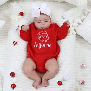 Personalized Baby Girl  / Toddler Girl Christmas Bubble Sweatshirt - Santa