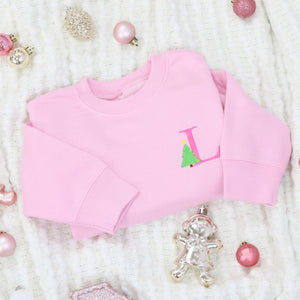 Personalized Kid's Christmas Sweatshirt  - Christmas Tree Monogram