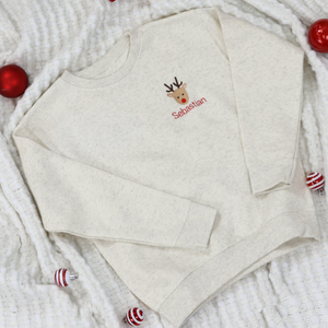 Personalized Kid's Christmas Sweatshirt  -  Reindeer