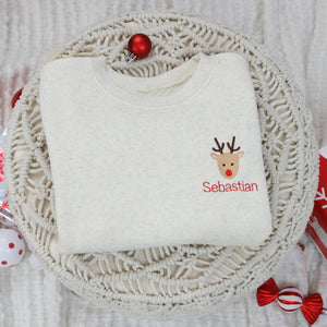 Personalized Kid's Christmas Sweatshirt  -  Reindeer